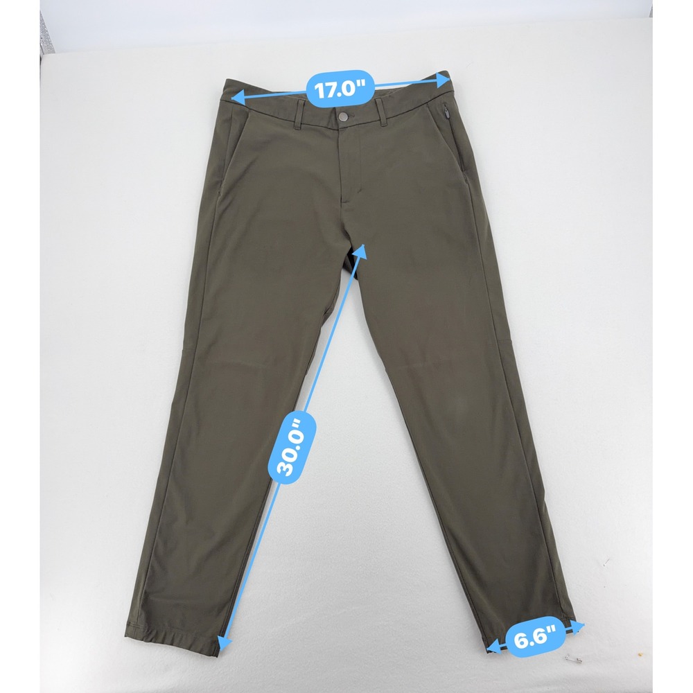 Lululemon Commission Slim-Fit Pant Mens 34 Olive Green Technical Excellent - Picture 4 of 8